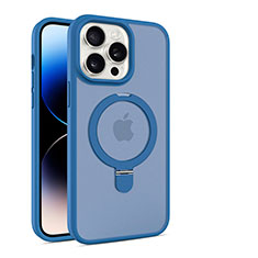 Custodia Silicone Trasparente Ultra Slim Morbida con Mag-Safe Magnetic T02 per Apple iPhone 14 Pro Blu