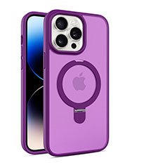 Custodia Silicone Trasparente Ultra Slim Morbida con Mag-Safe Magnetic T02 per Apple iPhone 14 Pro Max Viola