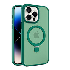 Custodia Silicone Trasparente Ultra Slim Morbida con Mag-Safe Magnetic T02 per Apple iPhone 14 Pro Verde