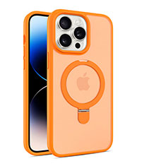 Custodia Silicone Trasparente Ultra Slim Morbida con Mag-Safe Magnetic T02 per Apple iPhone 15 Pro Arancione
