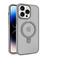 Custodia Silicone Trasparente Ultra Slim Morbida con Mag-Safe Magnetic T02 per Apple iPhone 15 Pro Max Grigio Scuro