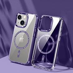Custodia Silicone Trasparente Ultra Slim Morbida con Mag-Safe Magnetic TB1 per Apple iPhone 14 Plus Viola