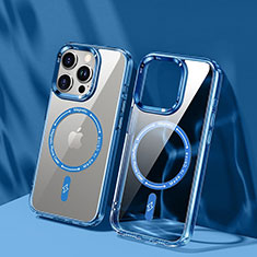 Custodia Silicone Trasparente Ultra Slim Morbida con Mag-Safe Magnetic TB1 per Apple iPhone 15 Pro Blu