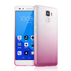 Custodia Silicone Trasparente Ultra Slim Morbida Sfumato per Huawei Honor 7 Dual SIM Rosa