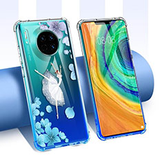 Custodia Silicone Trasparente Ultra Sottile Cover Fiori per Huawei Mate 30 Pro Multicolore