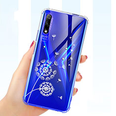Custodia Silicone Trasparente Ultra Sottile Cover Fiori per Huawei P Smart Z (2019) Blu