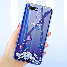 Custodia Silicone Trasparente Ultra Sottile Cover Fiori per Oppo RX17 Neo Viola