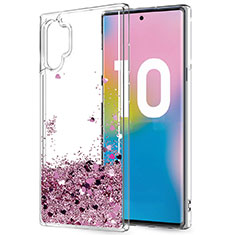Custodia Silicone Trasparente Ultra Sottile Cover Fiori per Samsung Galaxy Note 10 Plus Viola