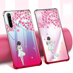 Custodia Silicone Trasparente Ultra Sottile Cover Fiori per Xiaomi Redmi Note 8T Rosa