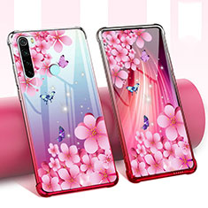 Custodia Silicone Trasparente Ultra Sottile Cover Fiori per Xiaomi Redmi Note 8T Rosa Caldo