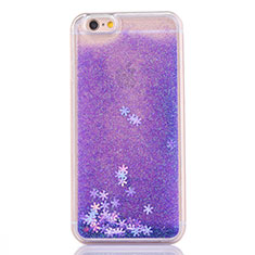 Custodia Silicone Trasparente Ultra Sottile Cover Fiori T01 per Apple iPhone 6 Plus Viola