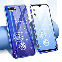 Custodia Silicone Trasparente Ultra Sottile Cover Fiori T01 per Oppo K1 Chiaro