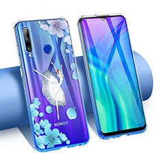 Bianco Custodia Silicone Trasparente Ultra Sottile Cover Fiori T02 per Huawei Honor 20 Lite Bianco