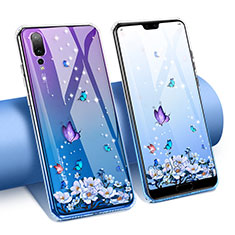 Custodia Silicone Trasparente Ultra Sottile Cover Fiori T02 per Huawei P20 Pro Multicolore