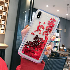 Custodia Silicone Trasparente Ultra Sottile Cover Fiori T14 per Apple iPhone XR Rosso
