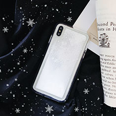 Custodia Silicone Trasparente Ultra Sottile Cover Fiori T23 per Apple iPhone X Bianco