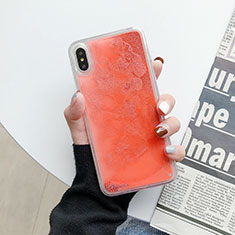 Custodia Silicone Trasparente Ultra Sottile Cover Fiori Z03 per Apple iPhone Xs Arancione
