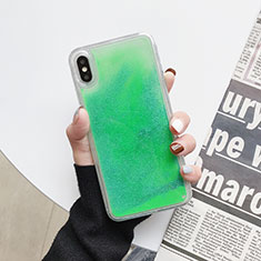 Custodia Silicone Trasparente Ultra Sottile Cover Fiori Z03 per Apple iPhone Xs Verde