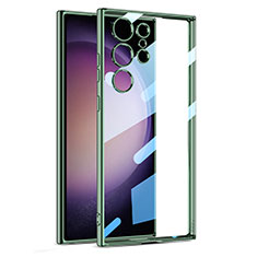 Custodia Silicone Trasparente Ultra Sottile Cover Morbida AC1 per Samsung Galaxy S21 Ultra 5G Verde