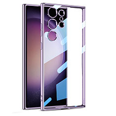 Custodia Silicone Trasparente Ultra Sottile Cover Morbida AC1 per Samsung Galaxy S21 Ultra 5G Viola