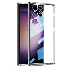 Custodia Silicone Trasparente Ultra Sottile Cover Morbida AC1 per Samsung Galaxy S22 Ultra 5G Argento