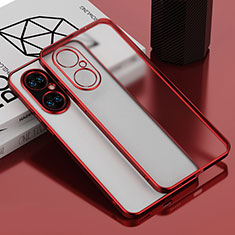 Custodia Silicone Trasparente Ultra Sottile Cover Morbida AN1 per Huawei P50 Pro Rosso