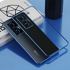 Custodia Silicone Trasparente Ultra Sottile Cover Morbida AN1 per Vivo X70t Blu