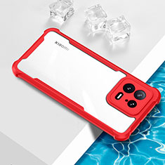 Custodia Silicone Trasparente Ultra Sottile Cover Morbida BH1 per Xiaomi Mi 13 5G Rosso