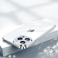 Custodia Silicone Trasparente Ultra Sottile Cover Morbida Bling-Bling LD2 per Apple iPhone 13 Pro Argento