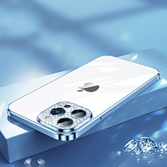 Custodia Silicone Trasparente Ultra Sottile Cover Morbida Bling-Bling LD2 per Apple iPhone 13 Pro Blu