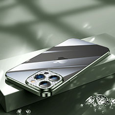 Custodia Silicone Trasparente Ultra Sottile Cover Morbida Bling-Bling LD2 per Apple iPhone 13 Pro Max Verde