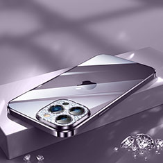 Custodia Silicone Trasparente Ultra Sottile Cover Morbida Bling-Bling LD2 per Apple iPhone 13 Pro Viola