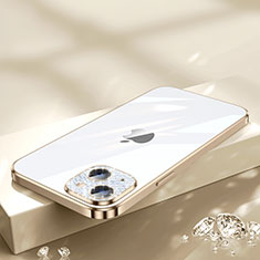 Custodia Silicone Trasparente Ultra Sottile Cover Morbida Bling-Bling LD2 per Apple iPhone 14 Oro