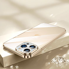 Custodia Silicone Trasparente Ultra Sottile Cover Morbida Bling-Bling LD2 per Apple iPhone 14 Pro Max Oro