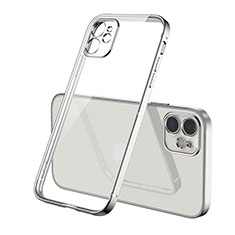 Custodia Silicone Trasparente Ultra Sottile Cover Morbida H01 per Apple iPhone 12 Mini Argento