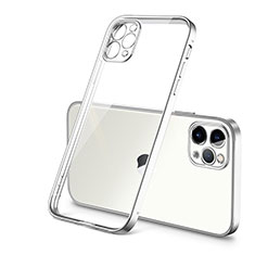 Custodia Silicone Trasparente Ultra Sottile Cover Morbida H01 per Apple iPhone 12 Pro Max Argento