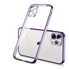 Custodia Silicone Trasparente Ultra Sottile Cover Morbida H01 per Apple iPhone 12 Pro Max Viola