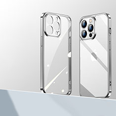 Custodia Silicone Trasparente Ultra Sottile Cover Morbida H01 per Apple iPhone 13 Pro Max Argento