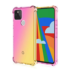 Custodia Silicone Trasparente Ultra Sottile Cover Morbida H01 per Google Pixel 5 Giallo