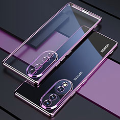 Custodia Silicone Trasparente Ultra Sottile Cover Morbida H01 per Huawei Honor 70 Pro 5G Viola