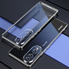 Custodia Silicone Trasparente Ultra Sottile Cover Morbida H01 per Huawei Honor 70 Pro+ Plus 5G Argento