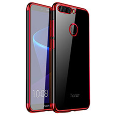 Custodia Silicone Trasparente Ultra Sottile Cover Morbida H01 per Huawei Honor 8 Pro Rosso