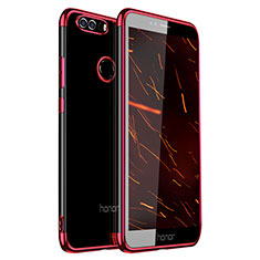 Custodia Silicone Trasparente Ultra Sottile Cover Morbida H01 per Huawei Honor 8 Rosso