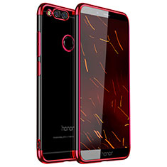 Custodia Silicone Trasparente Ultra Sottile Cover Morbida H01 per Huawei Honor Play 7X Rosso