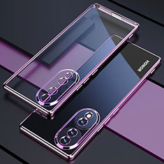 Custodia Silicone Trasparente Ultra Sottile Cover Morbida H01 per Huawei Honor X7b Viola
