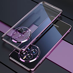 Custodia Silicone Trasparente Ultra Sottile Cover Morbida H01 per Huawei Mate 50 Viola