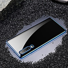 Custodia Silicone Trasparente Ultra Sottile Cover Morbida H01 per Huawei P30 Blu