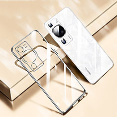 Custodia Silicone Trasparente Ultra Sottile Cover Morbida H01 per Huawei P60 Argento