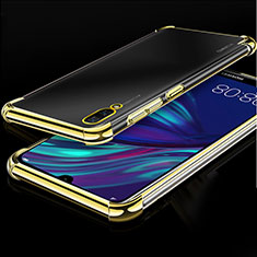 Custodia Silicone Trasparente Ultra Sottile Cover Morbida H01 per Huawei Y7 Pro (2019) Oro