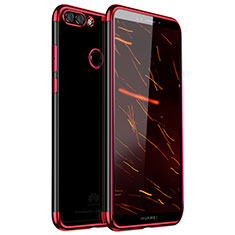 Custodia Silicone Trasparente Ultra Sottile Cover Morbida H01 per Huawei Y9 (2018) Rosso